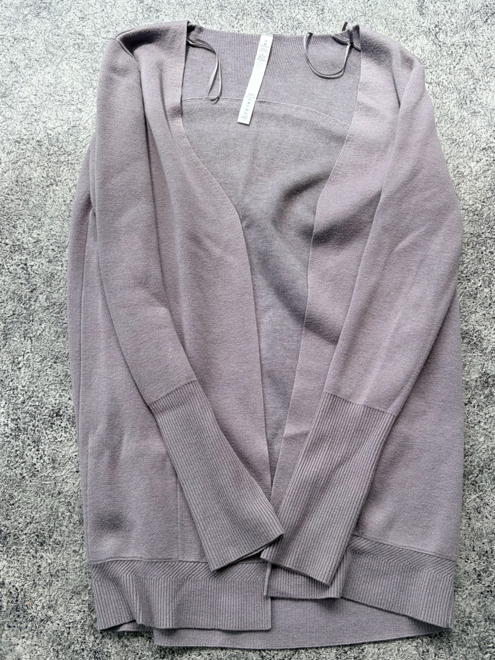 Lululemon size 6 women's open-front cardigan in mauve gray